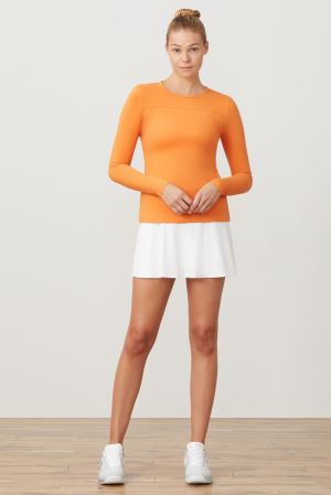 FILA Uv Blocker Long Sleeve Top Shirts Orange,Womens Tennis | CA.NTXMHQ092